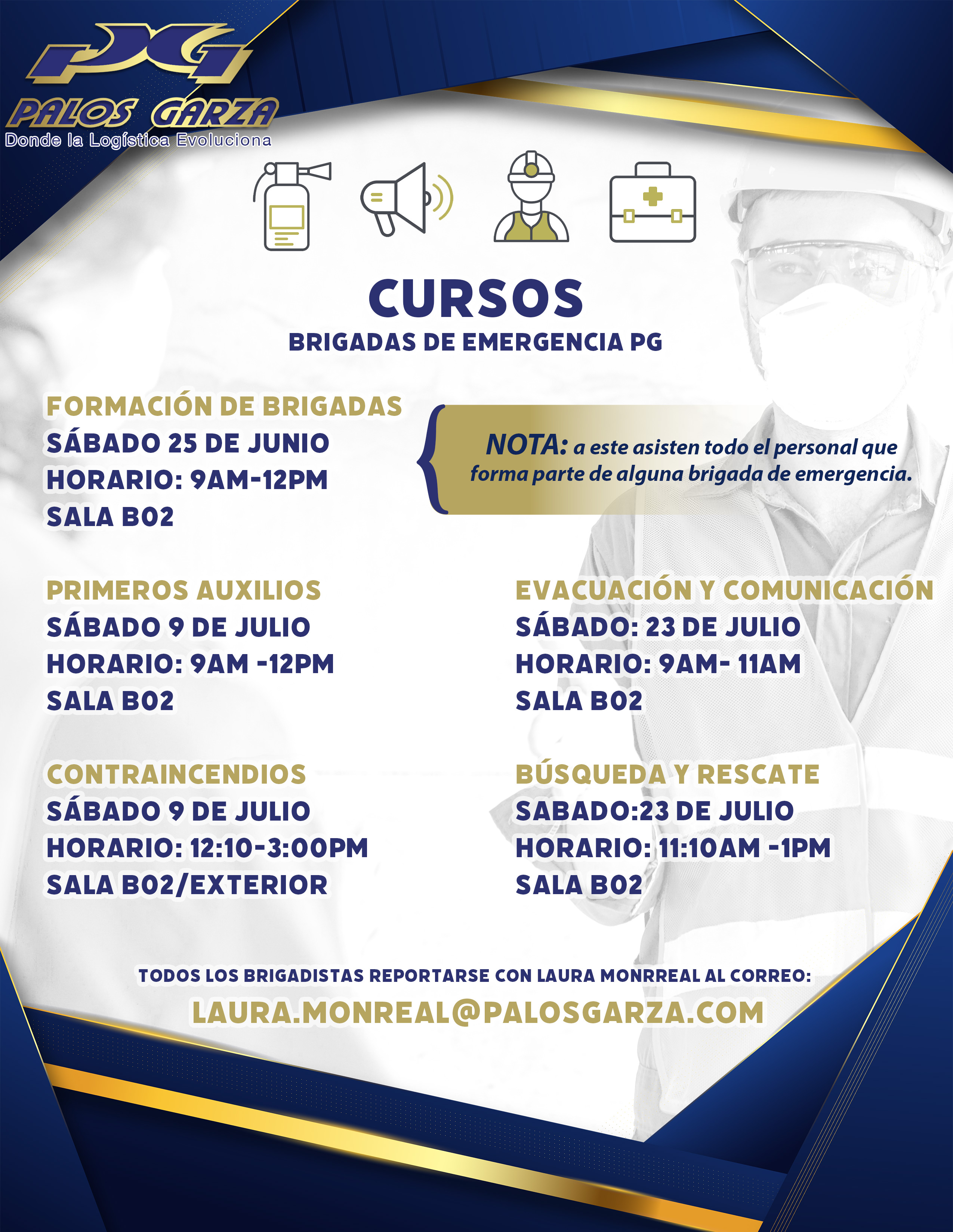 Recordatorio- Cursos Primeros Auxilios y Contraincendios.